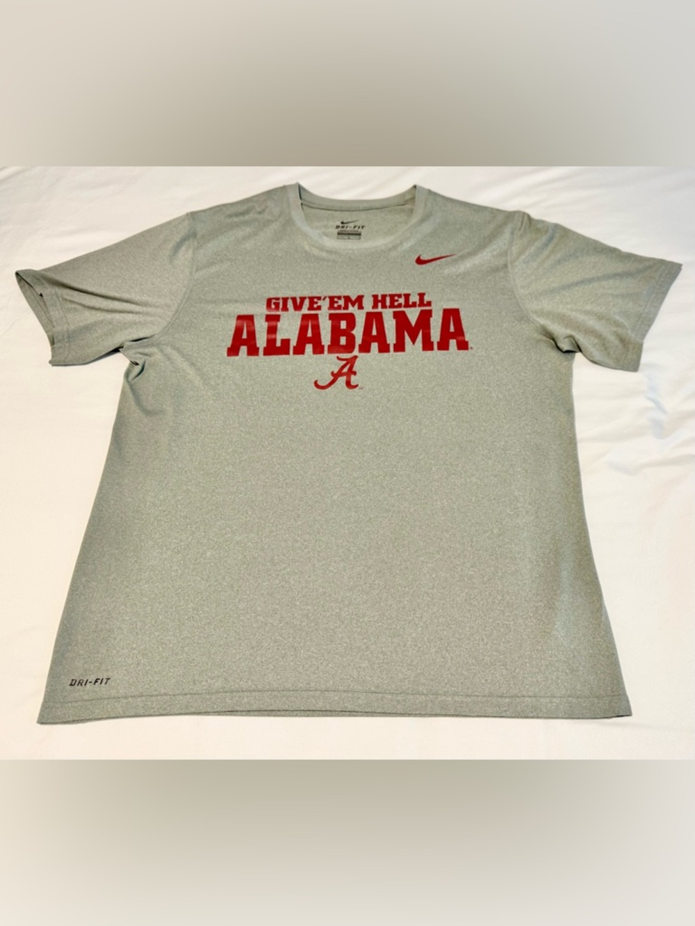 Alabama Crimson Tide Nike T Shirt Mens Size Large Gray Football Dri Fit NCAA